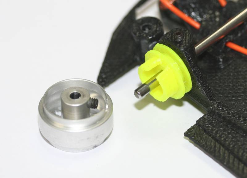 Polea 3D delantera para 1/32 y llanta Sloting Plus AMARILLO